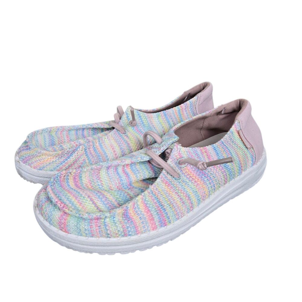 Hey Dude Wendy Youth Sox Pastels Striped Multicolor Casual Shoes Youth 2 Women 3